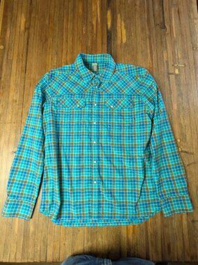 Stio Eddy Shirt Medium Plaid Pearl Snaps